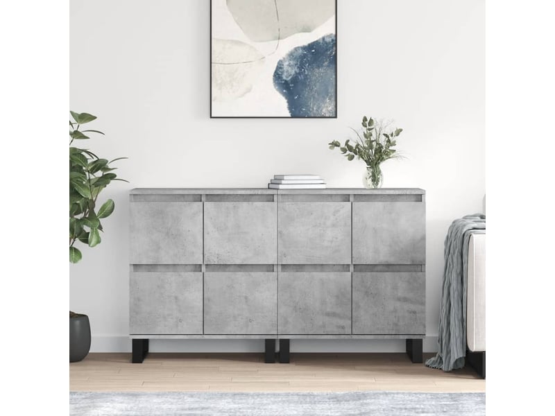  Buffets 2 pcs - bahut - meuble de rangement gris béton bois d'ingénierie  - Conforama B