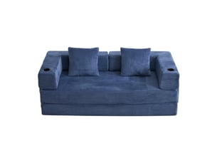Canapé droit convertible HAUSS SPOLE  2 places Velours côtelé bleu