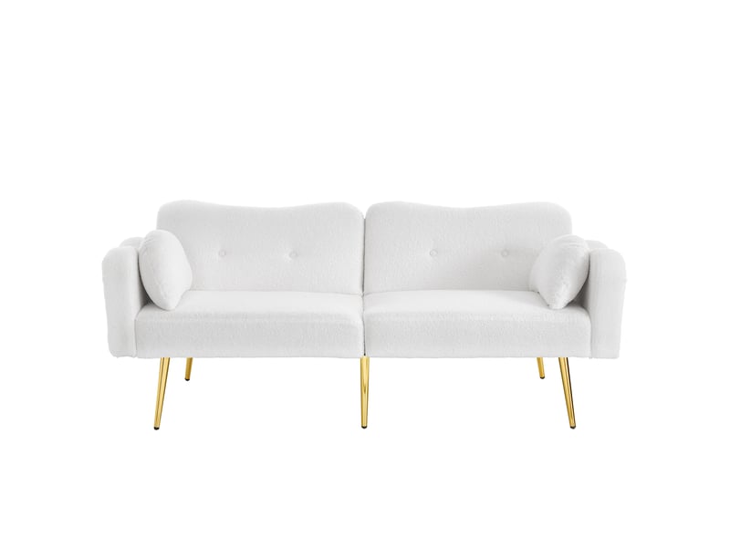  Banquette convertible 2 places – canapé-lit multifonction compact – dossier inclinable – pieds dorés  - Conforama A