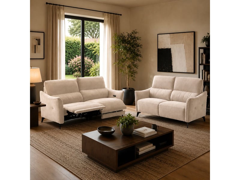  Canapé 3 places élec relax zéro gravity tissu waterproof beige - garios GARIOS - Conforama D