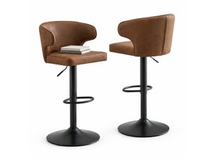 tabouret de bar assise réglable en hauteur <strong>OKWISH</strong> - marron hauteur d'assise 61.5 cm vendu Par paire