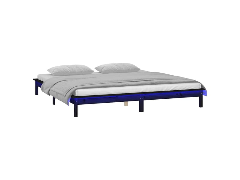  Lit double- lit adulte -  cadre de lit à led sans matelas noir 120x190 cm bois massif  - Conforama B
