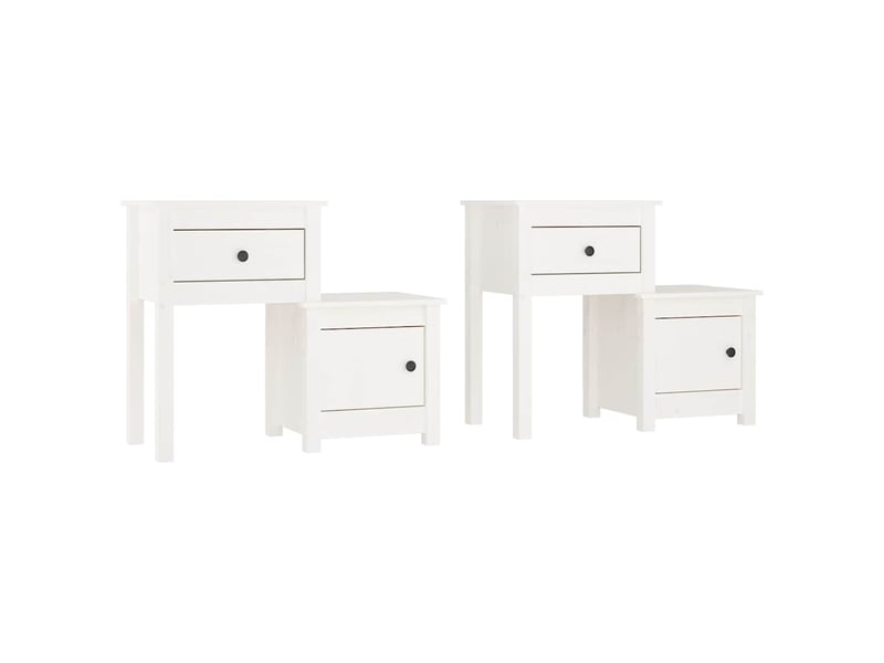  Lot de 2 tables de chevet - cabinet de chevet - table de nuit blanc 79,5x38x65,5 cm bois de pin massif  - Conforama A