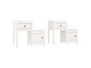 Lot de 2 tables de chevet - cabinet de chevet - table de nuit blanc 79,5x38x65,5 cm bois de pin massif
