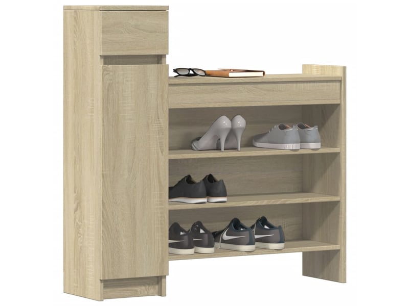  Meuble à chaussure, armoire à chaussures chêne sonoma bois d'ingénierie  - Conforama D