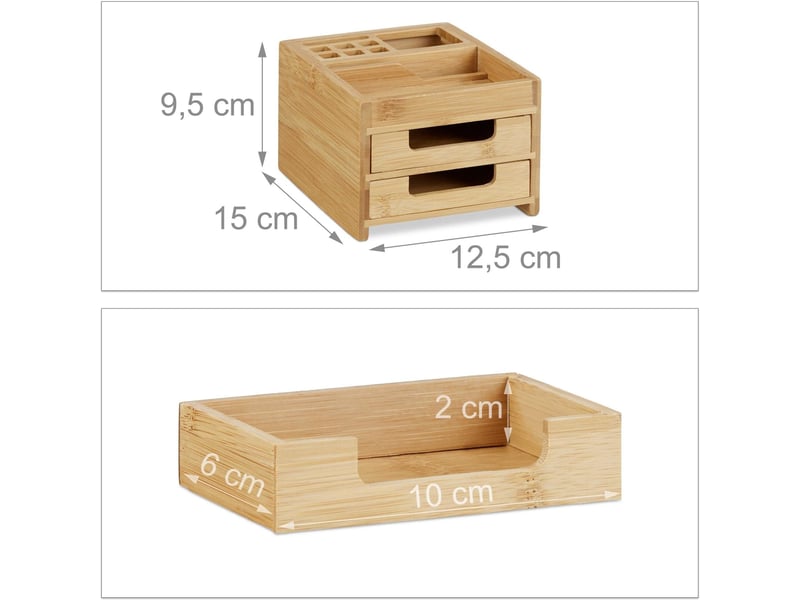  Organiseur de bureau pratique avec tiroirs 9,5 x 12,5 x 15 cm en bambou brun clair 13_0018092  - Conforama B