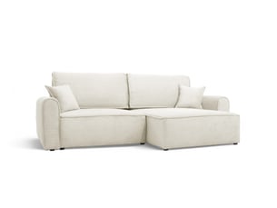 Canapé d'angle réversible convertible   4 places Velours côtelé beige avec coffre de rangement