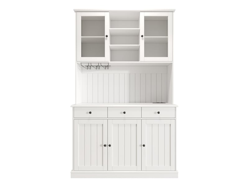  Buffet haut de salle à manger 120×40×191 cm, avec rangement, prise électrique intégrée, ports usb-c et usb-a Jamama eleni - Conforama R