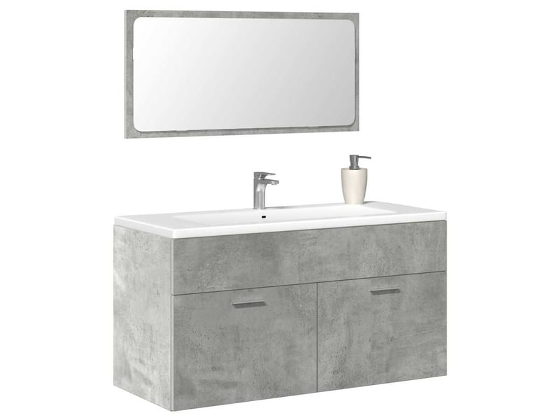  Armoire de bain avec miroir, cabinet de salle de bain gris béton bois d'ingénierie cf64972  - Conforama B