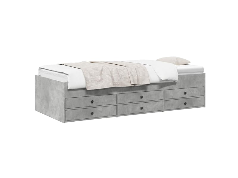  Lit simple- lit adulte -  cadre de lit avec rangement avec tiroir gris béton 80 x 200 cm  - Conforama A