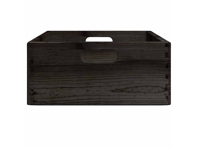  Boîte de rangement, coffre de rangement avec poignées noir 40x30x13 cm bois de pin massif  - Conforama E