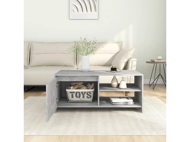  Table basse rectangulaire | table de salon gris béton 102x50x45 cm bois d'ingénierie  - Conforama C