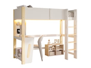 Lit mezzanine 90x200 cm <strong>SAPGAKS</strong>  <strong></strong> coloris naturel