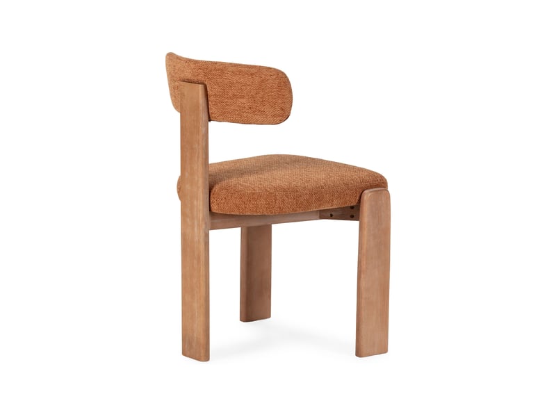  Lot de 2 chaises repas design en tissu texturé rouille et bois  - Conforama E