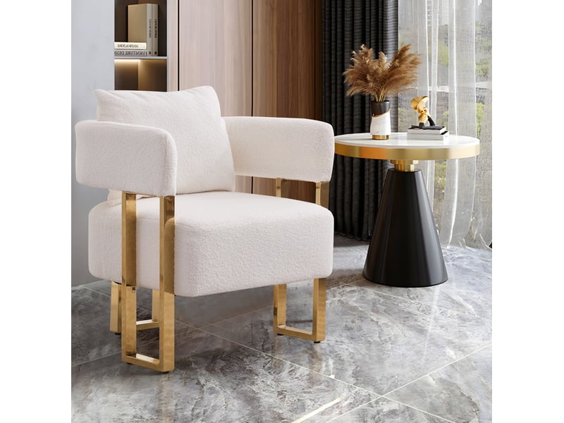  Fauteuil de relaxation 1 place 68 x 68 x 70 cm blanc en velours, avec coussins de tête et lombaires  - Conforama D