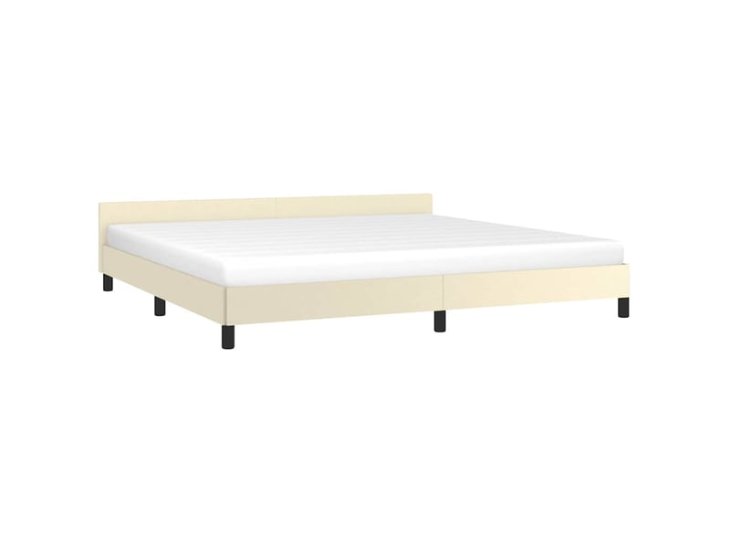 Lit double- lit adulte - cadre de lit avec tête de lit sans matelas crème 200x200 cm - Conforama B