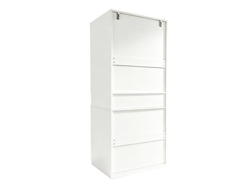 Armoire 70x55x180 cm blanche avec penderie, rangements et éclairage led - Conforama E