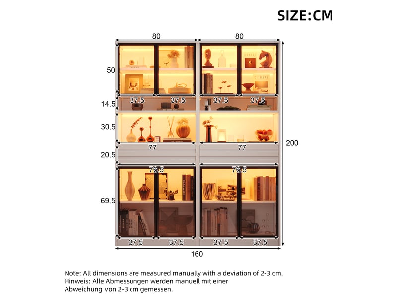  Vitrine 160x35x200 cm éclairage led rgb mdf blanc  - Conforama E