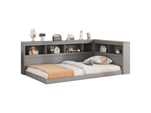 Lit avec rangement 90x200 cm <strong>MODFU</strong> <strong></strong> coloris gris