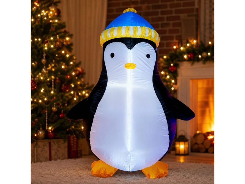  Pingouin gonflable de noël 1,5 m avec led, décoration lumineuse extérieure pour jardin, pelouse et terrasse  - Conforama B