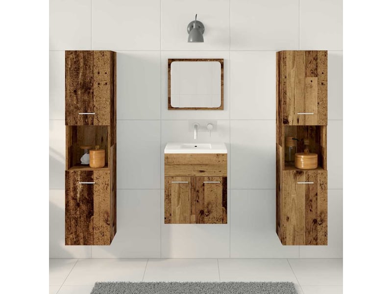 Ensemble de mobilier de salle de bain 4 pc bois ancien cf64491 - Conforama D