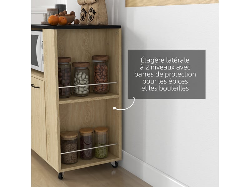  Desserte chariot cuisine multi rangements avec 75 x 40 x 80,5 cm roulettes  - Conforama E