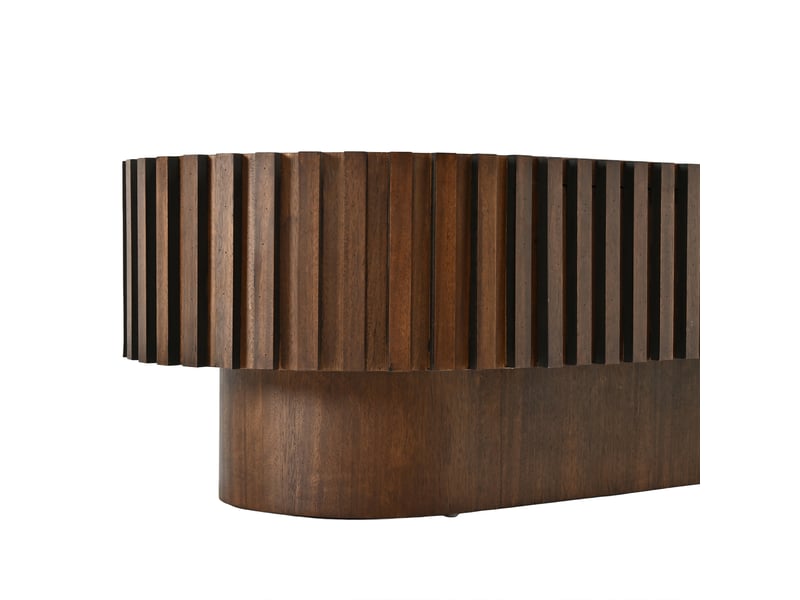  Table basse ovale avec tiroir, effet bois noyer, 100 x 50 x 35,5 cm  - Conforama C