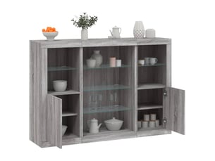 Buffets avec lumières led 3 pcs - bahut - meuble de rangement sonoma gris bois d'ingénierie