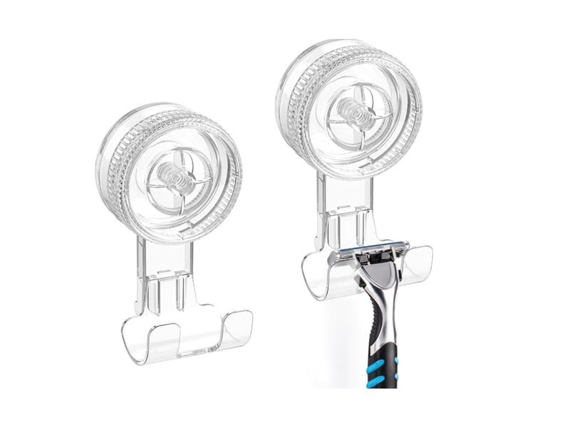  2 supports ventouse pour douche, amovibles. Idéaux salle de bain, cuisine, carrelage. Pour serviettes,  vêtements et sacs.  - Conforama A