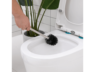 Brosses de rechange pour toilettessalle de bainwc, têtes de brosse de nettoyage avec manches en acier inoxydable, lot de 2, noires.