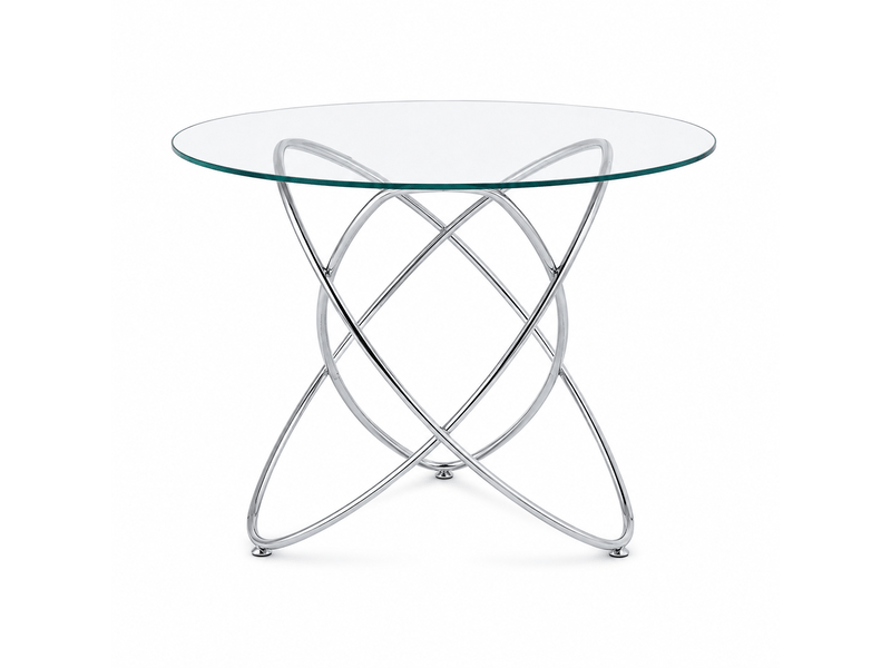 Table à manger en verre trempé, pieds en métal chromé – design moderne gain de place, cuisine et séjour - Conforama A