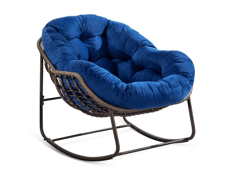  Fauteuil à bascule d'extérieur avec structure en acier, bleu marine W2021P459125 - Conforama B