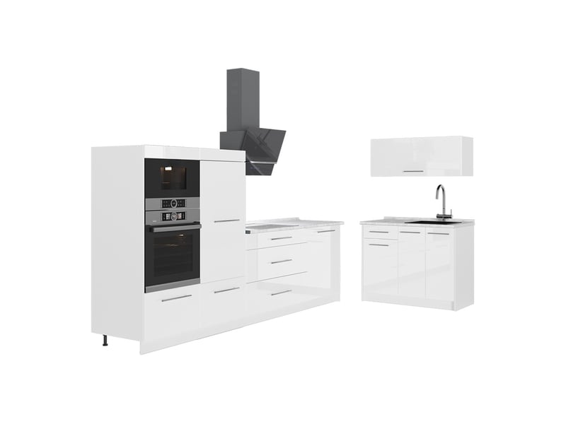  Vicco cuisine, blanc haute brillanceblanc, 380cm, pt marbre  - Conforama A