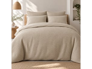 Housse de couette 260 x 240 cm 100% coton nid d’abeille uni olya ficelle