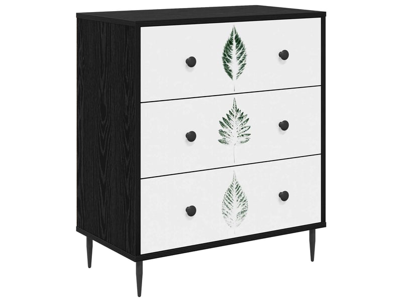 Commode chambre, meuble de rangement hanau imprimé feuilles vertes 66 x 36,5 x 76 cm - Conforama A