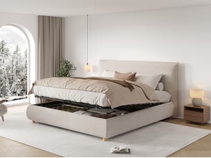 Lit coffre 160x200 cm LEYTN coloris beige