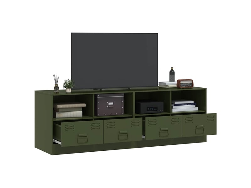  Meubles tv - banc tv - meuble de rangement 2 pcs vert olive 67x39x44 cm acier  - Conforama D