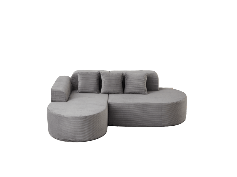 Canapé d'angle, canapé modulable, forme incurvée, design moderne, 220 cm, pour salon et séjour, en velours tricoté - Conforama D
