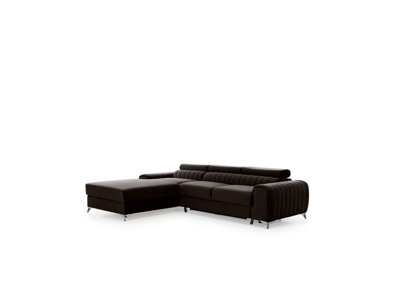 Canapé d'angle gauche marron foncé convertible 3 places jayson avec coffre à literie - Conforama D