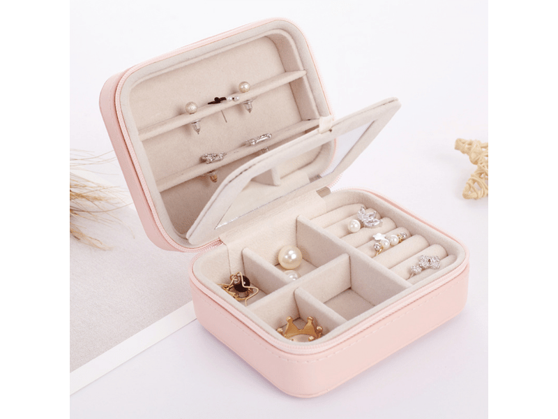 Boîte à bijoux de voyage portable petite boîte à bijoux boucles d'oreilles pu boîte de rangement étanche table de maquillage boîte à bijoux - Conforama C