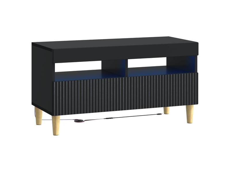  Ensemble de 3 meubles tv - banc tv - meuble de rangement led arnhem 3 pcs noir bois d'ingénierie  - Conforama E