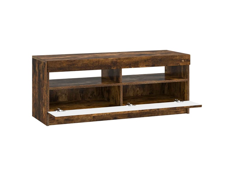  Meuble tv - banc tv - meuble de rangement led chêne fumé bois d'ingénierie  - Conforama E