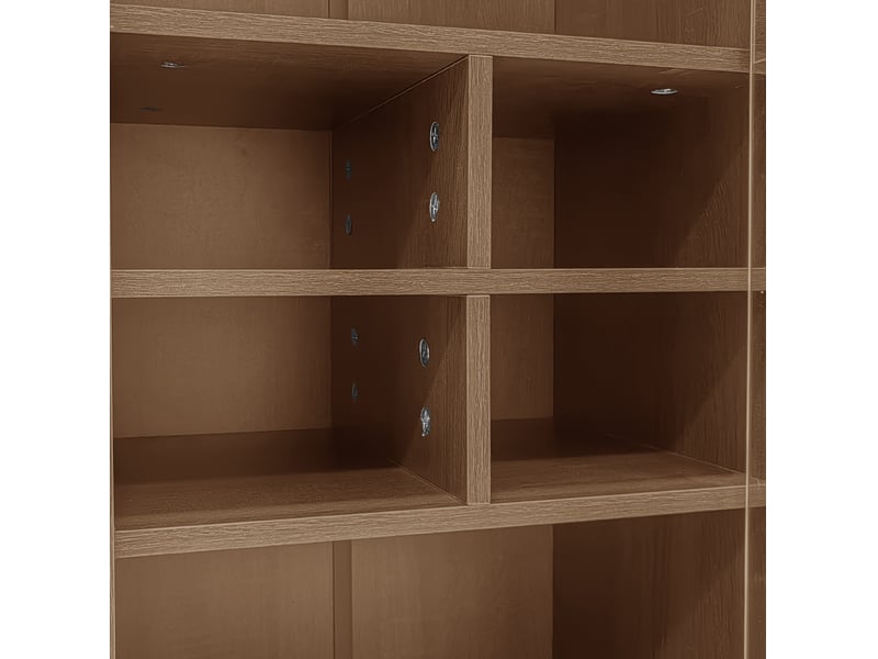  Meuble vitrine 75.5x35x164.5 cm, porte en verre, tiroir, bibliothèque, pour intérieur, en verre, métal et mdf, marron  - Conforama D