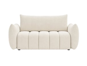 Canapé droit convertible CASANOVA 2 places Velours côtelé beige avec coffre de rangement