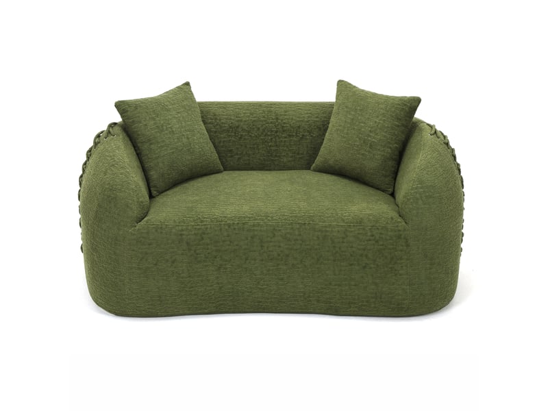  Canapé 2 places courbé duboisdesign série baseball tissu chenille vert  155×67×90 cm  - Conforama A