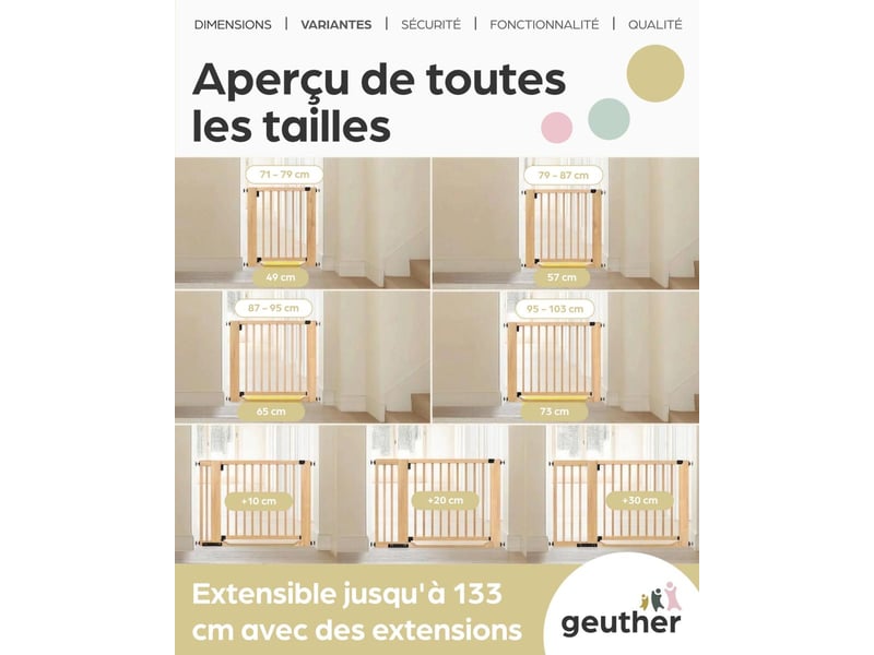  Geuther barrière de sécurité easylock flatstep bois 71-79 cm - seuil plat, sans perçage 2772_ECO - Conforama E
