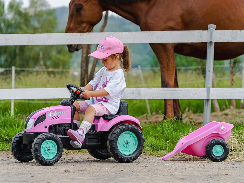  Tracteur enfant barbie avec remorque 2 à 5 ans - falk  - Conforama D