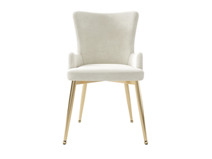 6 chaises velours beige, pieds métal — style contemporain pour salle à manger et salon