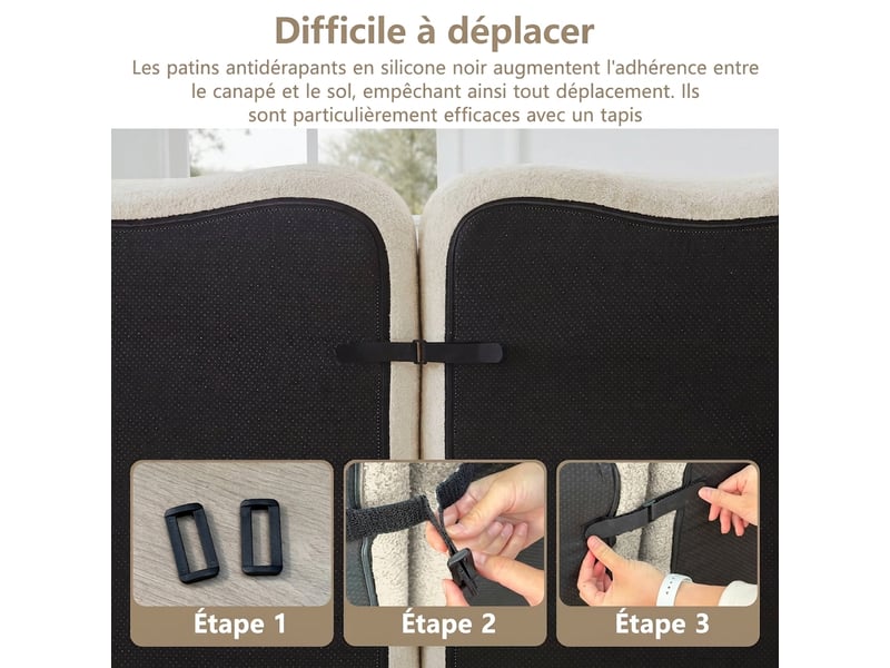  Canapé d'angle en l modulable 4 places - mousse haute densité 32d, velours beige, avec ottomane  - Conforama D