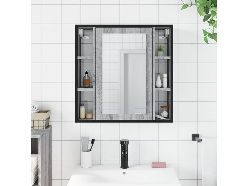  Armoire à miroir de salle de bain sonoma gris bois d’ingénierie shl4385  - Conforama C